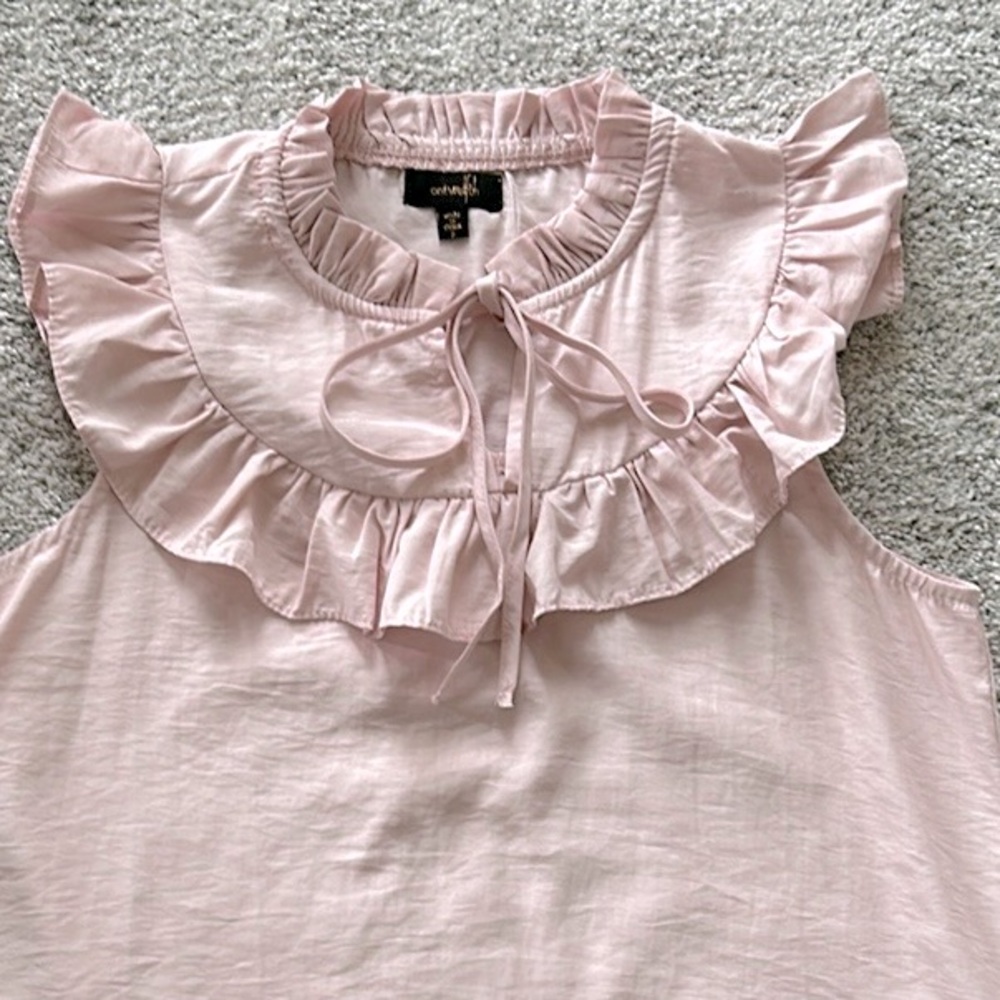 Pink Sleeveless Ruffle Front Blouse - Picture 3 of 13